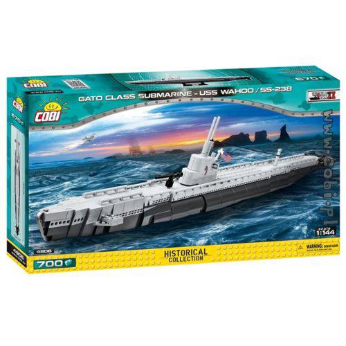 Blocos de Montar Submarino Americano USS Wahoo Gato Class - 700 Peças - Cobi