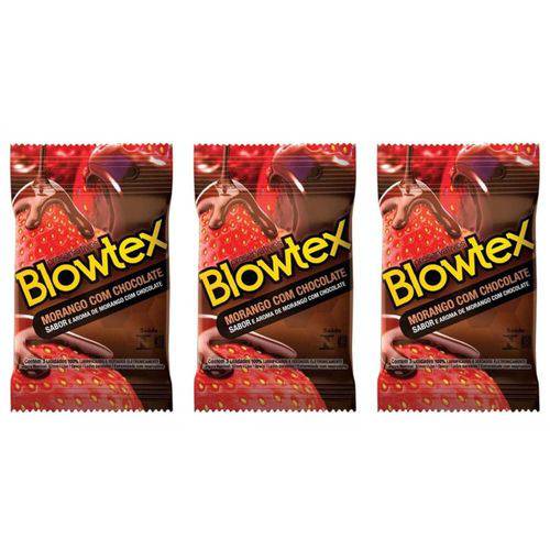 Blowtex Preservativo Sabor e Aroma Morango C/chocolate C/3 (kit C/03)