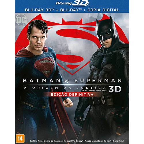 Blu-Ray 3D Batman VS Superman: a Origem da Justiça -Em 3D