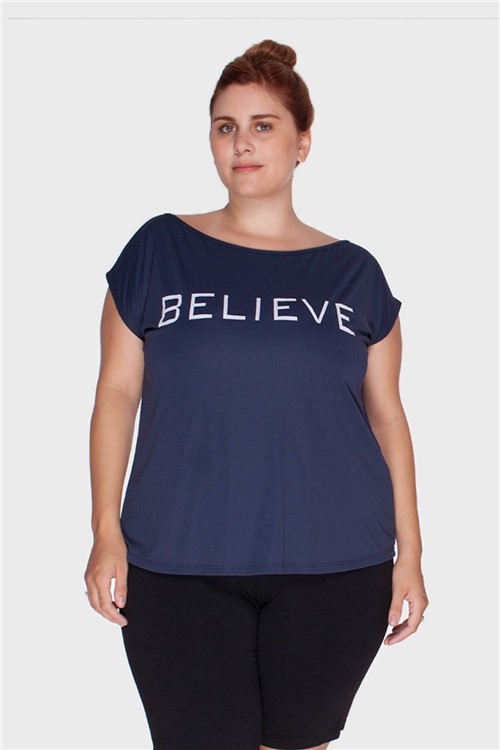 Blusa Believe Plus Size Marinho-48