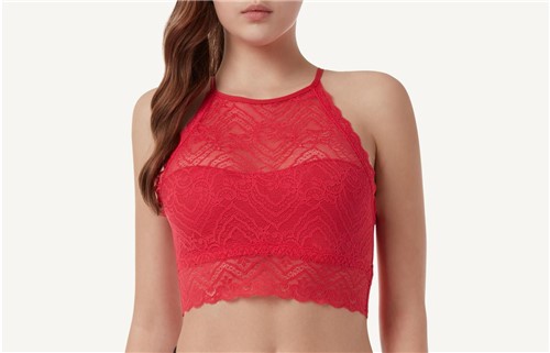 Blusa Bra de Renda Lycra® Lace - Vermelho P