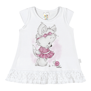 Blusa Branco - Bebê Menina -Cotton Blusa Branco - Bebê Menina - Cotton - Ref:33605-3-G