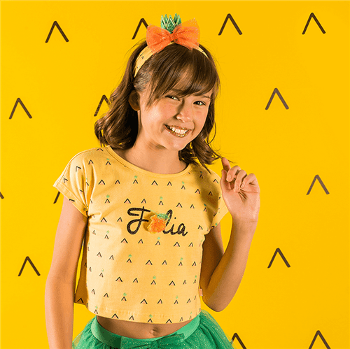 Blusa Carnaval Mini Abacaxi Amarelo Forte/m
