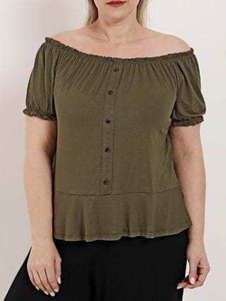 Blusa Ciganinha Plus Size Feminina Autentique Verde