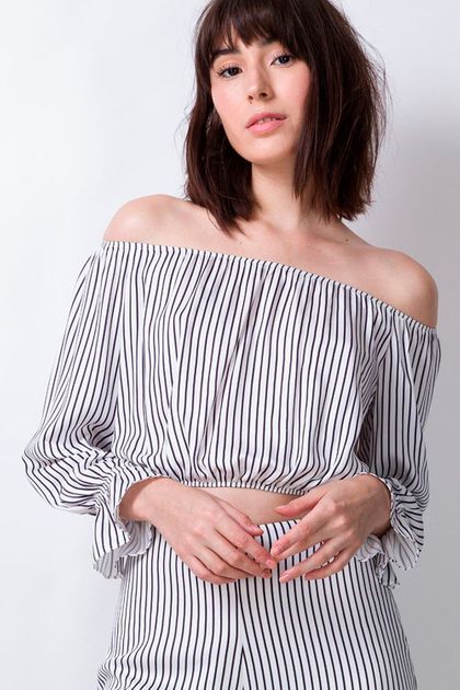 Blusa Cropped Myft Ombro a Ombro Tightrope - Off White
