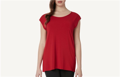 Blusa de Modal com Decote em Capuz - Vermelho G