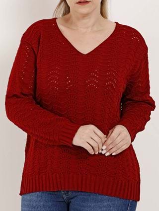 Blusa de Tricot Plus Size Feminina Vermelho