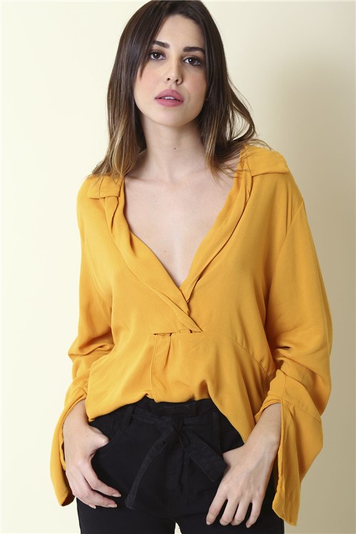 Blusa Decote Transpassado - Amarelo Tamanho: P