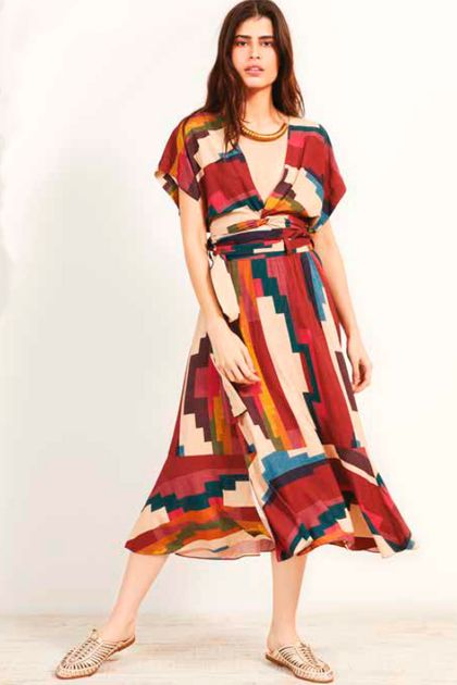 Blusa Dress To Estampa Nazca - Vinho