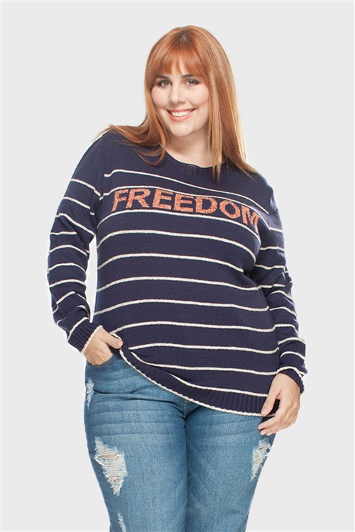 Blusa Freedom Plus Size Marinho-46/48