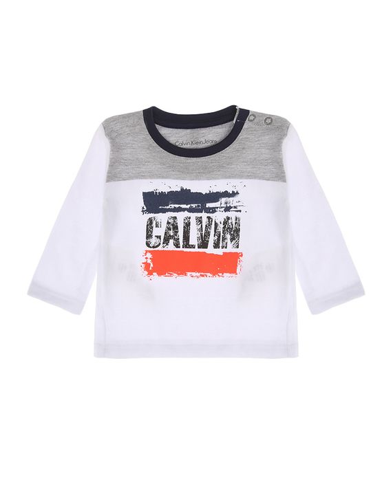 Blusa Infantil Calvin Klein Jeans Recorte Contrastante Branco - 18M