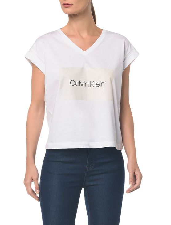 Blusa M/C C Arte Calvin Klein Decote V - Branco 2 - G