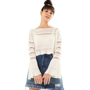 Blusa Ml Cropped Tricot Off White - M