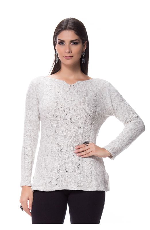 Blusa Mousse Abertura Lateral Tricot Natural Natural
