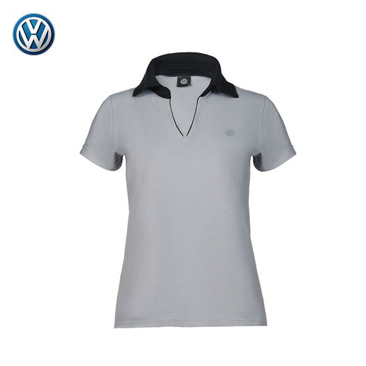 Blusa Polo Feminina Cinza com Gola Preta Volkswagen - 17.01.0035 Tamanho G