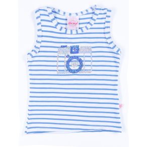 Blusa Regata Infantil para Menina - Azul/branco 1