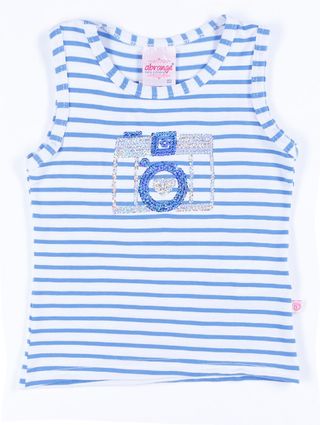 Blusa Regata Infantil para Menina - Azul/branco