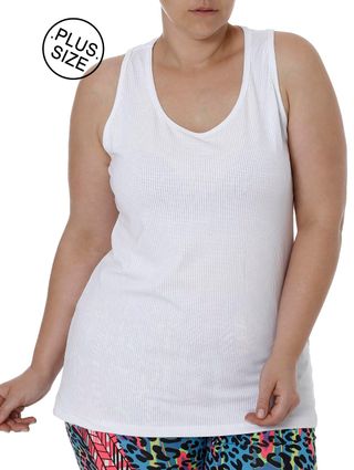 Blusa Regata Plus Size Feminina Branco