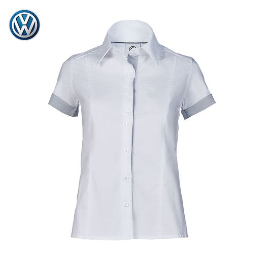 Blusa Social Feminina Branca com Gola Cinza Volkswagen - 17.01.0037 Tamanho G