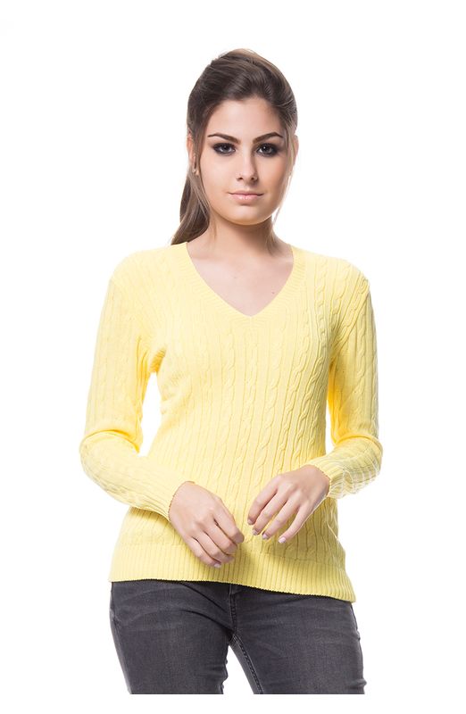 Blusa Tricot Basica de Trança - Amarelo AMARELO