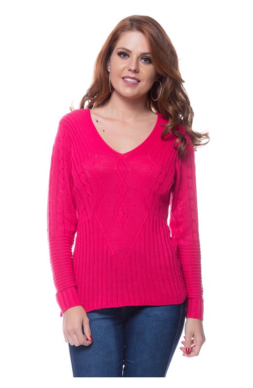 Blusa Tricot Cordão na Lateral Pink Pink