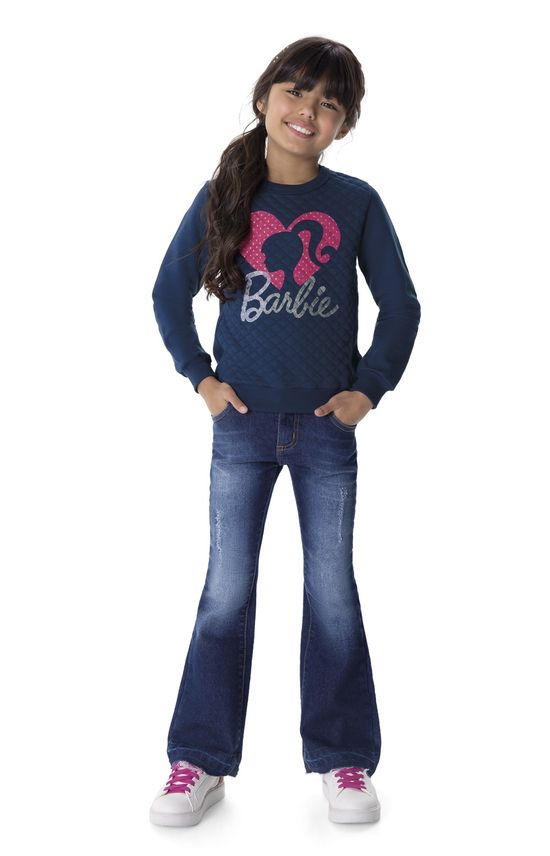 Blusão Barbie® Menina Malwee Kids Azul Escuro - 10