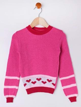 Blusão Tricot Infantil para Menina - Rosa Pink