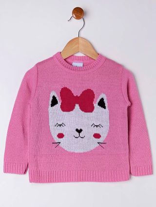 Blusão Tricot Infantil para Menina - Rosa