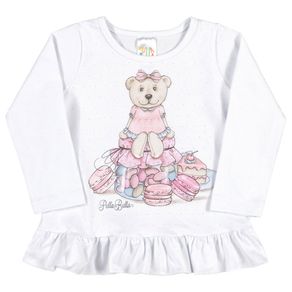 Blusas Branco Bebê Menina Cotton Ref:37105-3-G