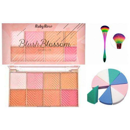 Blush Blossom Ruby Rose + Pincel para Blush + Esponja para Cremosos