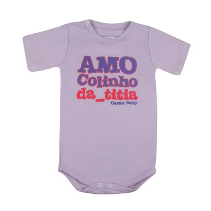 Body Amo Colinho da Titia - Lilás com Pink - Cacau Baby-XG
