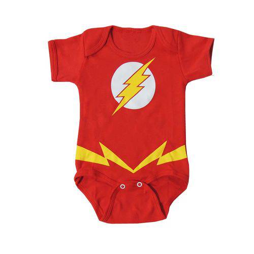 Body Bebê Manga Curta Super Heróis Flash