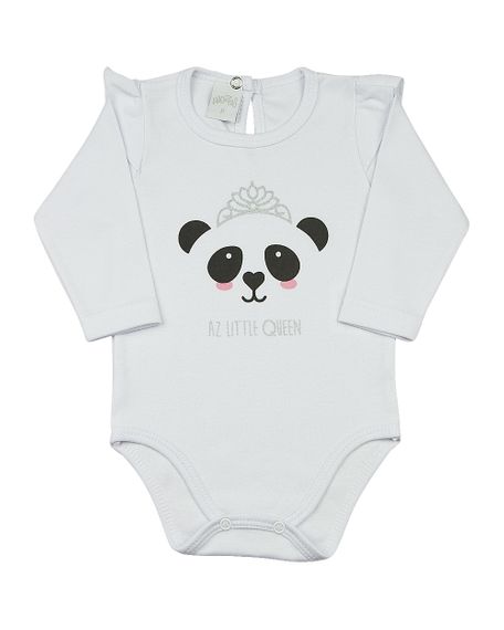 Body Bebê Suedine Panda AZ Little Queen - Branco G