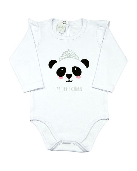 Body Bebê Suedine Panda AZ Little Queen - Branco 2