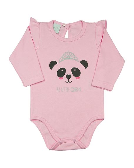 Body Bebê Suedine Panda AZ Little Queen - Rosa 1