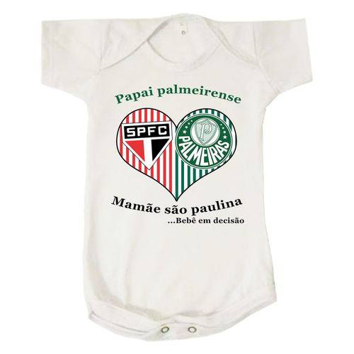 Body Bebê Time Futebol Papai Palmeirense Mamãe São Paulina