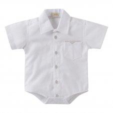 Body Camisa Infantil M/C Branca com Bolso
