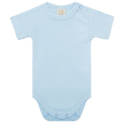 Body Curto Canelado para Bebe Azul - Pingo Lelê