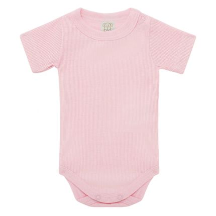 Body Curto Canelado para Bebe Rosa - Pingo Lelê