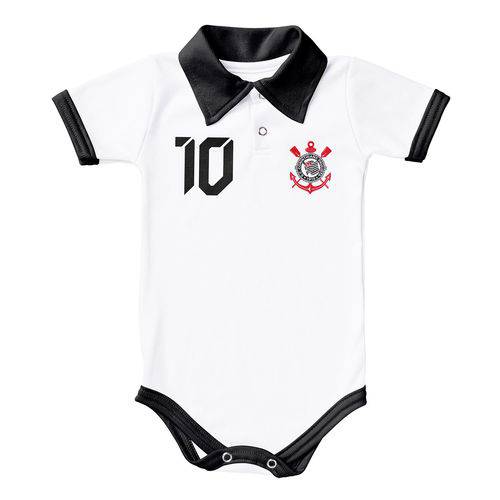 Body do Corinthians Torcida Baby Polo Camisa 10 Branco