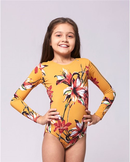 Body Infantil - Amarelo Floral P