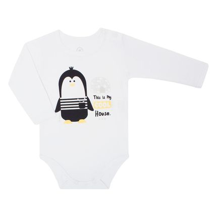 Body Longo para Bebe em Algodão Egípcio Penguin - VK Baby