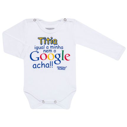 Body Longo para Bebe em Suedine Google Titia - Primeiras Palavras