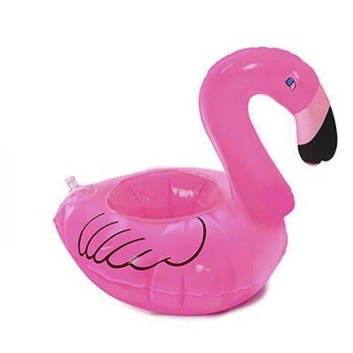 Boia Flamingo Porta Copo Inflável para Piscina