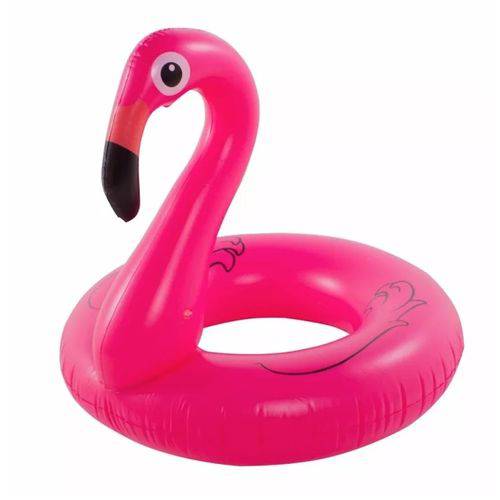 Bóia Inflável Flamingo Redonda 1,20m Rosa Piscina Praia