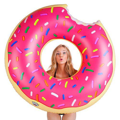 Boia Rosquinha Donut Gigante de Piscina Rosa 120 Cm