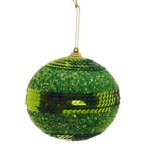 Bola Arvore de Natal Verde com Lantejoula - 25 Cm