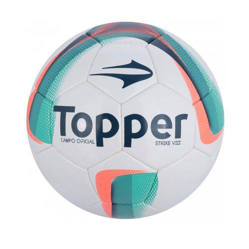 Bola de Futebol de Campo - Strike Viii - Costurado - Branco/azul/rosa- Topper