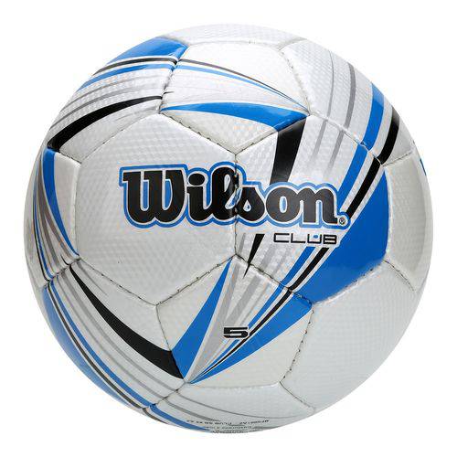 Bola de Futebol Wilson Club Tamanho 5 - Branca com Azul-Branco / Azul-SP