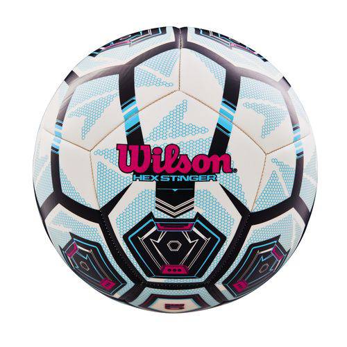 Bola de Futebol Wilson Hex Stinger Tamanho 5 - Branca com Azul-Branco / Azul-SP